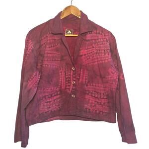 California Drawstrings Made in USA Pink Tie Dye Button Up 100% Cotton Jacket